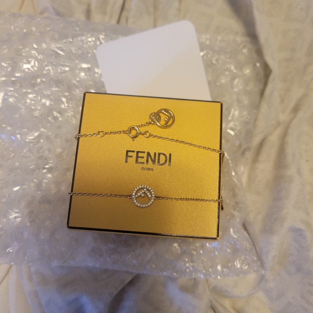 SPECIAL!! Fendi Gold Necklace with Circular Crystal Accent